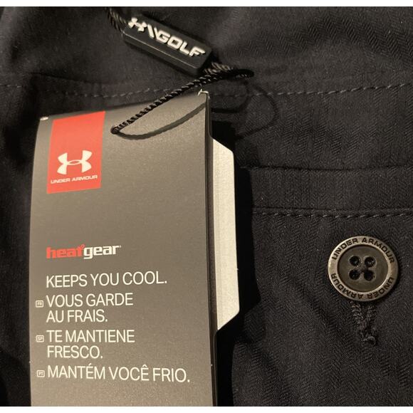 Under Armour Shorts Black HeatGear PGA Golf Tour Mens 34 New Fast Ship - Picture 7 of 10